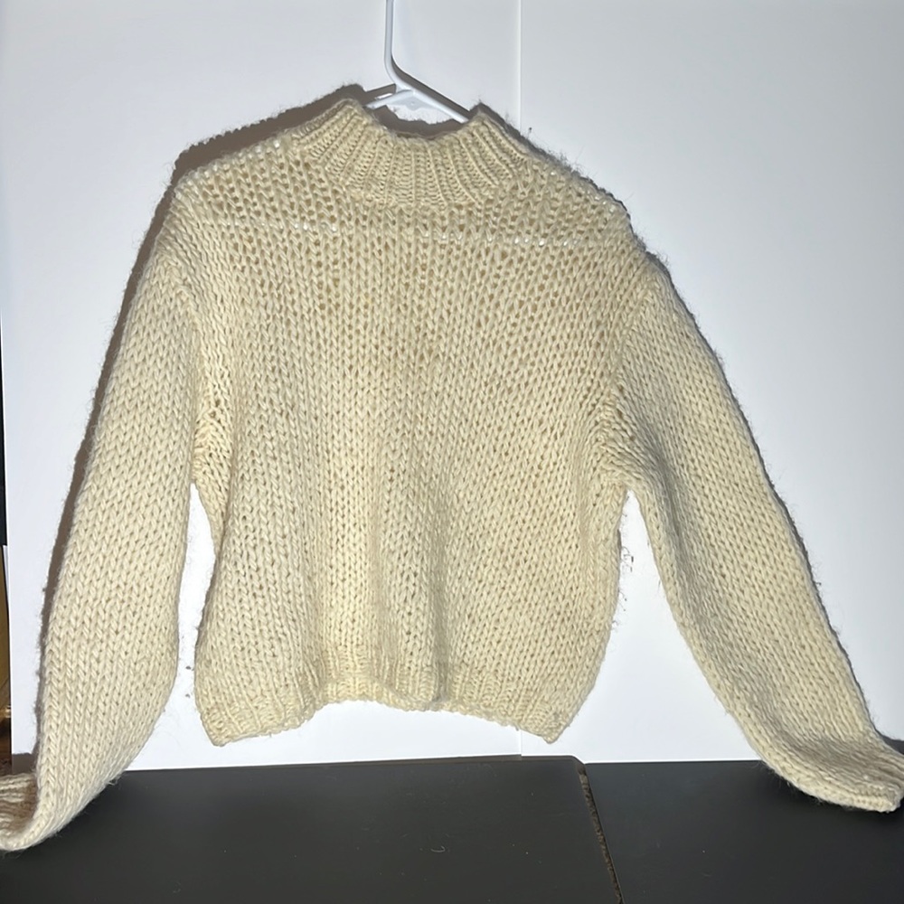 Wool J Crew mock chunky knit sweater size L
